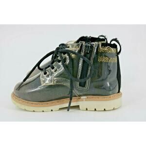 Zara Baby Girl Lace Up Black Boots Shoes Size 22/6.5 